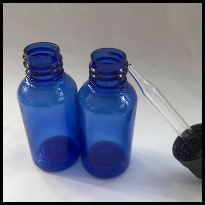 O conta-gotas de olho pequeno engarrafa garrafas plásticas vazias do conta-gotas do óleo azul, essencial
