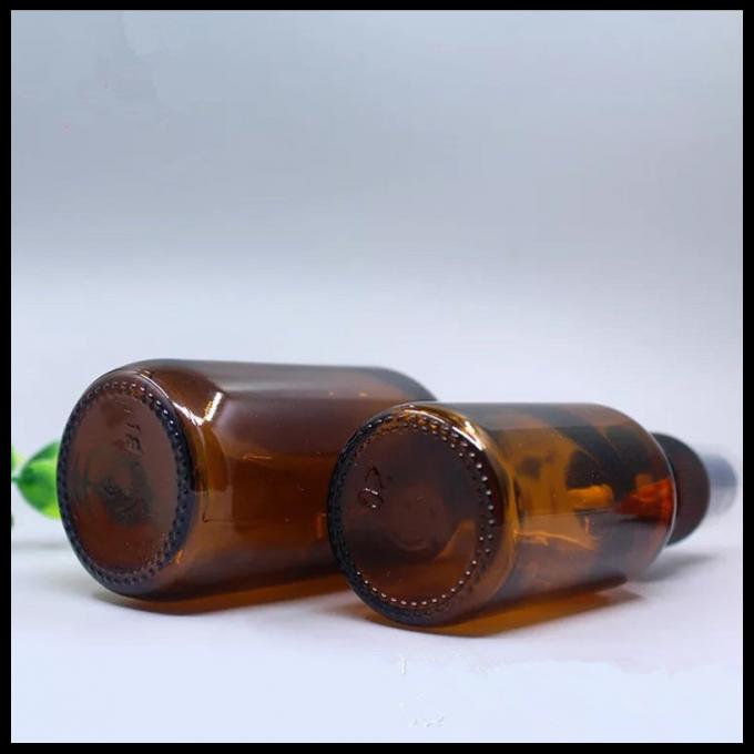 O cosmético de vidro ambarino do pulverizador de Brown engarrafa a cor preta do tampão para o óleo essencial