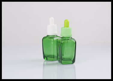 China Garrafa verde quadrada ambarina cosmética de vidro da garrafa 30ml do conta-gotas do óleo essencial fornecedor