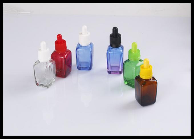 Garrafa verde quadrada ambarina cosmética de vidro da garrafa 30ml do conta-gotas do óleo essencial