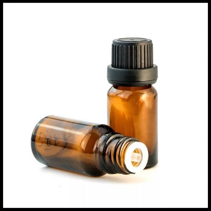 garrafas de vidro de óleo essencial de 10ml Brown com a tomada interna da anti cabeça do preto do roubo
