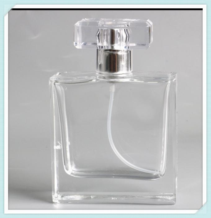 O pulverizador de perfume quadrado engarrafa a capacidade de vidro vazia do espaço livre 50ml do recipiente do atomizador